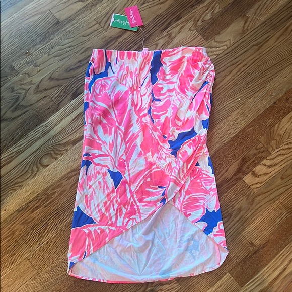 Lilly Pulitzer Pink and Blue Leaf Print Skirt - Picture 1 of 7